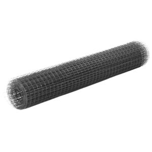 vidaXL Tr&aring;dgjerde kylling st&aring;l med PVC-belegg 10x1 m gr&aring;