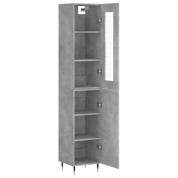 vidaXL Highboard betonggr&aring; 34,5x34x180 cm konstruert tre