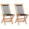 vidaXL Klappstoler 2 stk. heltre teak og tau