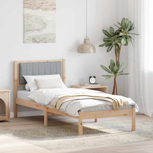 vidaXL Sengeramme med Polstret Hodegjerde Lysegrå 75 x 190 cm