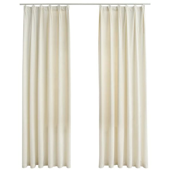 vidaXL Lystette gardiner med kroker 2 stk fl&oslash;yel krem 140x225 cm