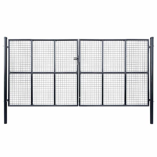 vidaXL Hageport av netting galvanisert st&aring;l 400x175 cm gr&aring;