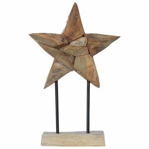 vidaXL Juletre Stjerne LED-lys Brun 31 x 15 x 46 cm Massivt Teaktre