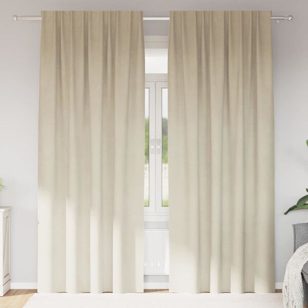 vidaXL Blendingsgardiner 2 pcs Krem 140 x 245 cm Fl&oslash;yel