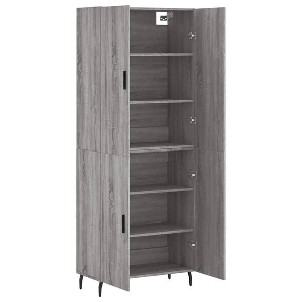 vidaXL Highboard gr&aring; sonoma 69,5x34x180 cm konstruert tre