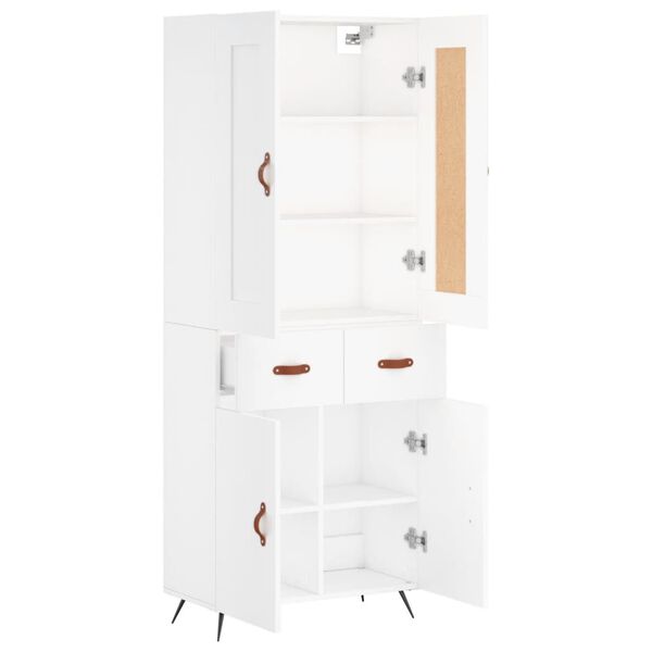 vidaXL Highboard hvit 69,5x34x180 cm konstruert tre
