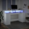vidaXL Skrivebord med LED-lys hvit 160x55x91 cm konstruert tre