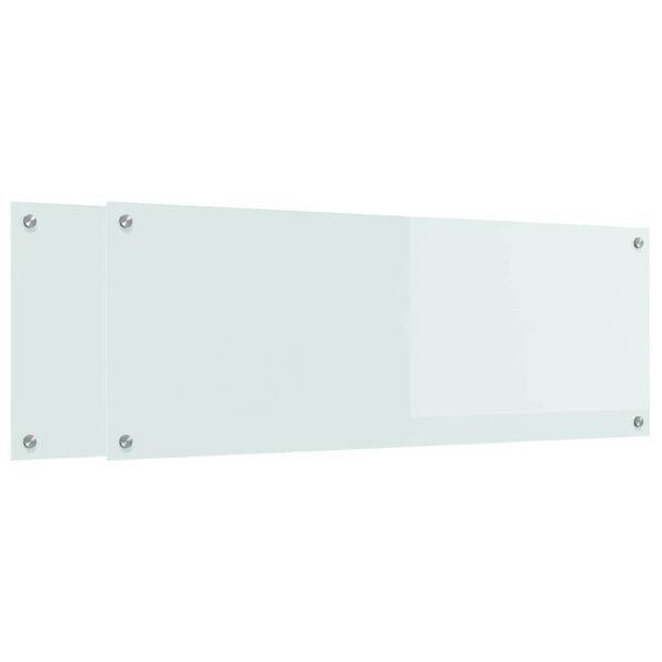 vidaXL Kj&oslash;kkenbenkplate 2 pcs Hvit 110 x 40 cm herdet glass
