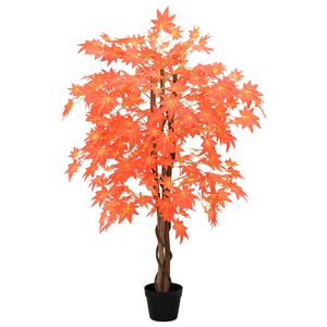 vidaXL Kunstig Ahorntre R&oslash;d 80 x 16 x 120 cm Stoff og Tre