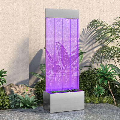 vidaXL Boblepanel med RGB-lysdioder rustfritt stål og akryl 110 cm