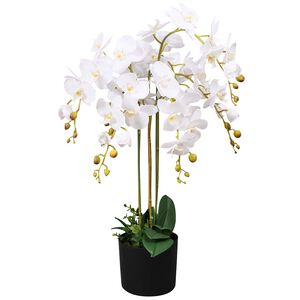 vidaXL Kunstig orkid&egrave; med potte 75 cm hvit