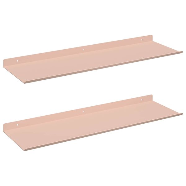 vidaXL Flytende hylle Veggmontert 2 pcs Rosa 60 x 18 x 2,5 cm St&aring;l