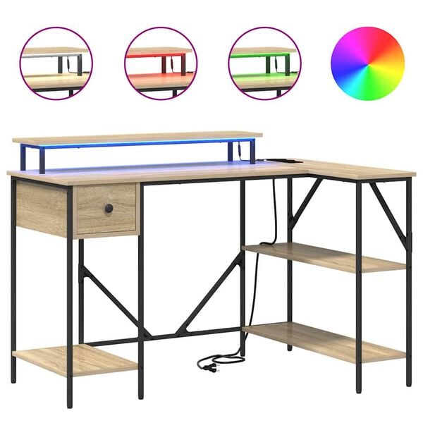 vidaXL Skrivebord Sonoma eik 120 x 79 x 86,5 cm Konstruert tre