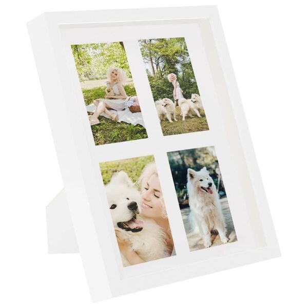 vidaXL 3D Fotoboksrammer 3 stk hvit 28x35 cm for 4x(10x15 cm) bilde