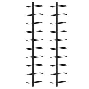 vidaXL Veggmonterte vinstativer for 20 flasker 2 stk svart metall