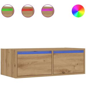 vidaXL TV-benk med LED-lys artisan eik 75x35,5x25 cm