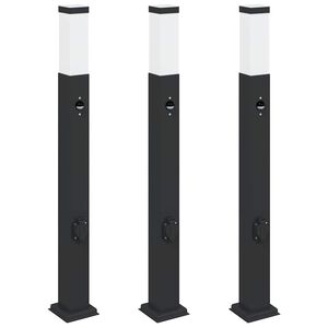 vidaXL Pullertlamper med sensor og stikkontakt 3 stk 80 cm svart IP44