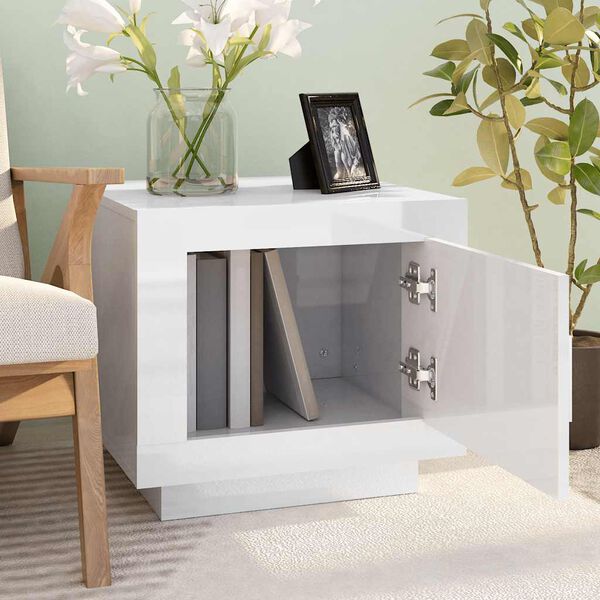 vidaXL Salongbord h&oslash;yglans hvit 51x50x45 cm konstruert tre