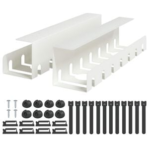 vidaXL Bordplate for kabelh&aring;ndtering 2 stk. Hvit 43 x 10 x 10 cm St&aring;l