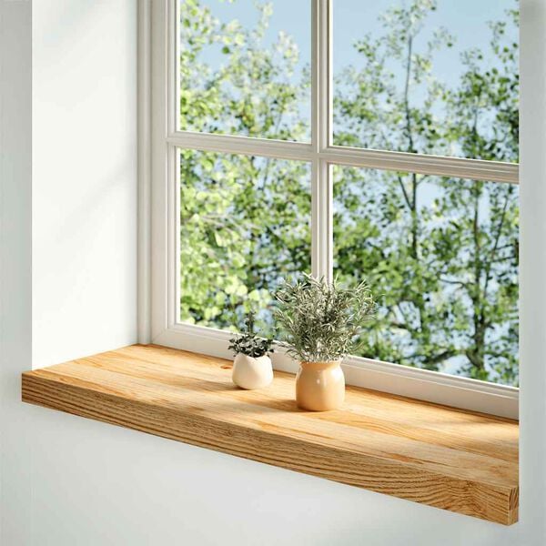 vidaXL Vinduskarmer 2 stk lysebrun 90x25x2 cm heltre eik