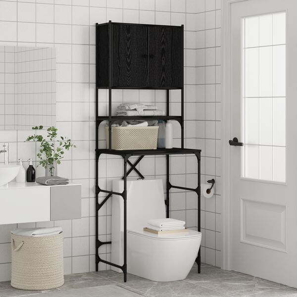 vidaXL Vaskemaskinskap Svart 0ak 68 x 48,5 x 194 cm Konstruert tre