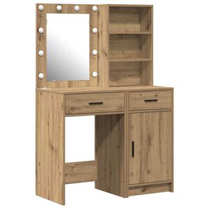 vidaXL Dressingbordsett med LED 2 stk. Artisan Eik Konstruert tre