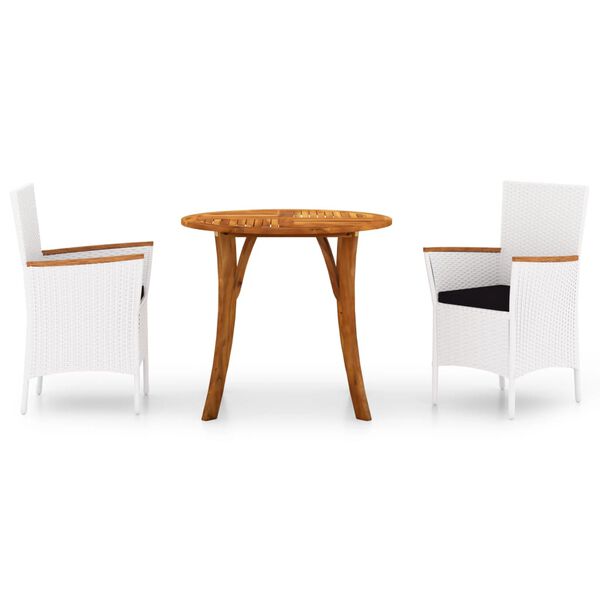 vidaXL Utend&oslash;rs spisestue 3 deler hvit