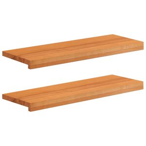 vidaXL Trappetrinn 2 stk. 80 x 25 x 2 cm Lys Brun Massiv b&oslash;ketre