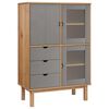vidaXL Highboard OTTA brun og gr&aring; 85x43x125 cm heltre furu