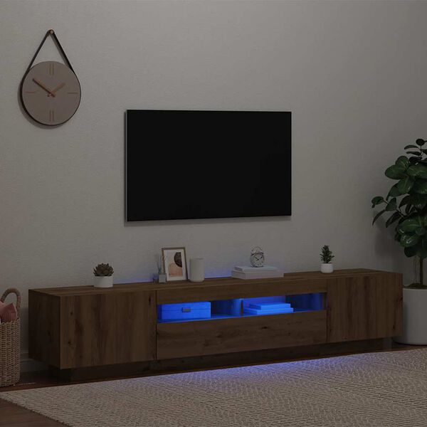 vidaXL TV-benk med LED-lys artisan eik 200x35x40 cm konstruert tre