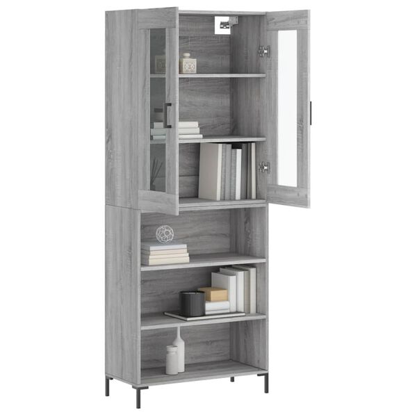 vidaXL Highboard gr&aring; sonoma 69,5x34x180 cm konstruert tre