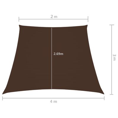 vidaXL Solseil oxfordstoff trapesformet 2/4x3 m brun