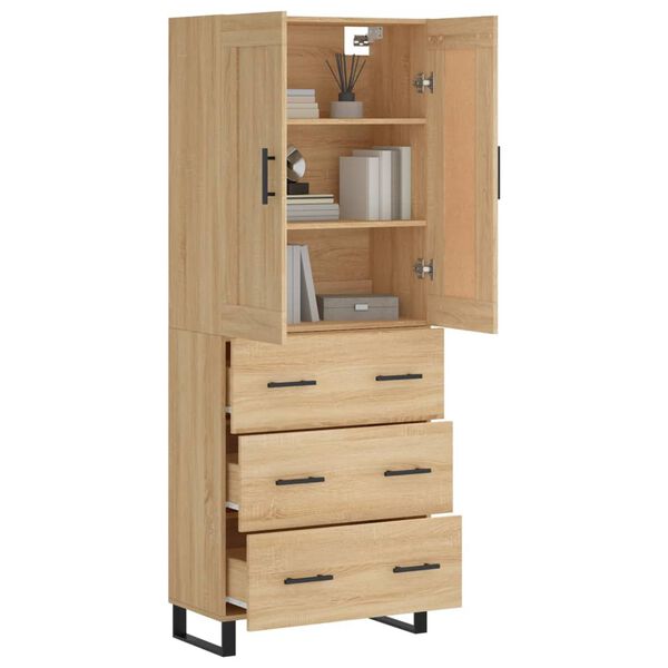 vidaXL Highboard sonoma eik 69,5x34x180 cm konstruert tre