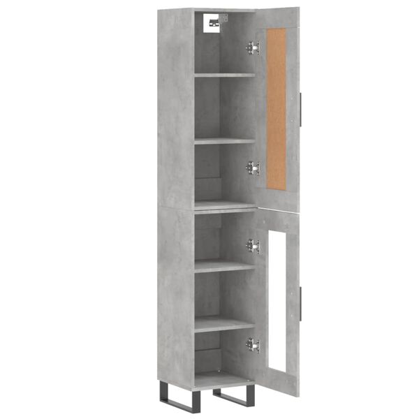 vidaXL Highboard betonggr&aring; 34,5x34x180 cm konstruert tre