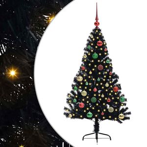 vidaXL Kunstig Forh&aring;ndsopplyst Juletre med 150 LED Svart 150 cm PVC