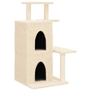 vidaXL Kattetre med klorestolper i sisal kremhvit 97 cm