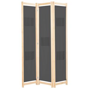vidaXL Romdeler 3 paneler gr&aring; 120x170x4 cm stoff