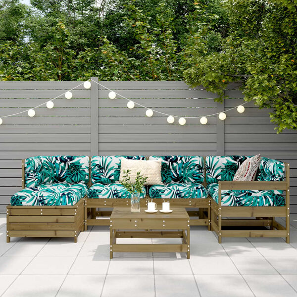 vidaXL Hagesofasett 7 deler impregnert furu