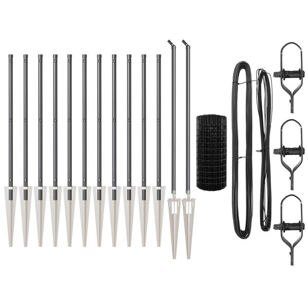 vidaXL Gjerde med stolpe Gr&aring; 0,4 x 25 m St&aring;l og PVC