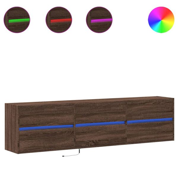vidaXL TV Veggskap med LED brun eik 180x31x45 cm