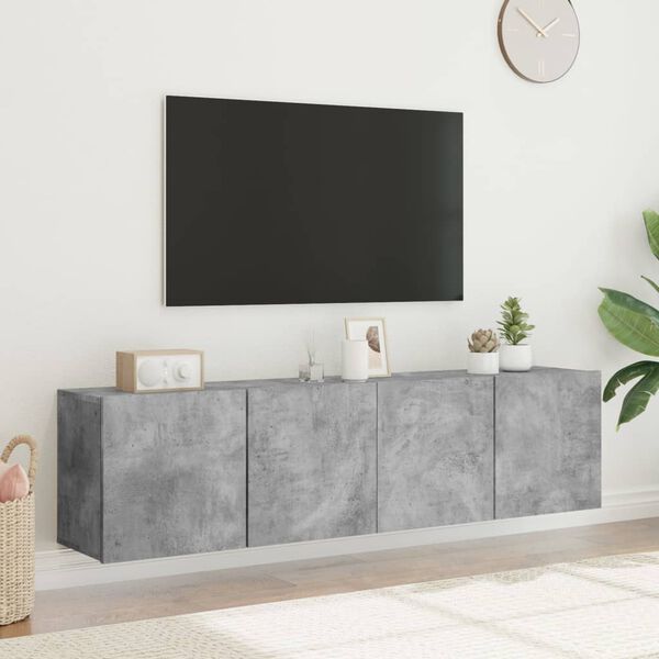 vidaXL Veggmonterte TV-benker 2 stk betonggr&aring; 80x30x41 cm