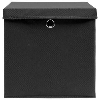 vidaXL Oppbevaringsbokser med deksler 4 stk 28x28x28 cm svart