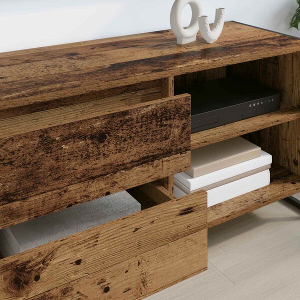 vidaXL TV-skap med skuff Gamle tre 100 x 36 x 49,5 cm Konstruert tre