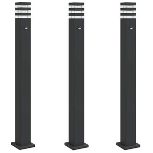 vidaXL Utend&oslash;rs gulvlamper med sensorer 3 stk svart 110 cm aluminium