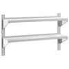 vidaXL Vegghylle 2 etasjer 100x23,5x60 cm s&oslash;lv rustfritt st&aring;l