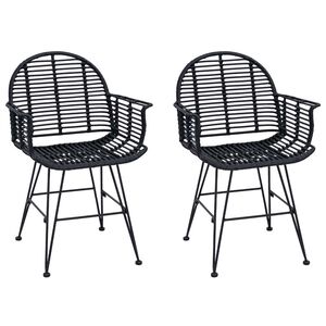 vidaXL Spisestuestol 2 stk. Rattan og Jern Svart 57 x 55 x 85 cm