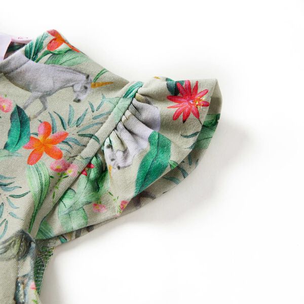 Barnekjole med flytende ermer lysekaki 140