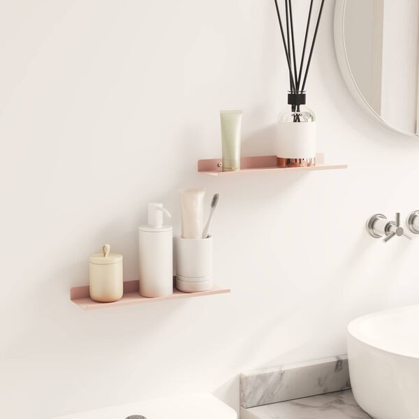 vidaXL Flytende hylle Veggmontert 2 pcs Rosa 30 x 9 x 2,5 cm St&aring;l