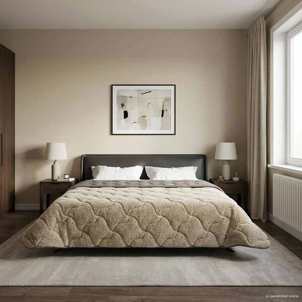 vidaXL Full &aring;r dyne Lysegr&aring; 200 x 240 cm Mikrofiber og Teddy fleece