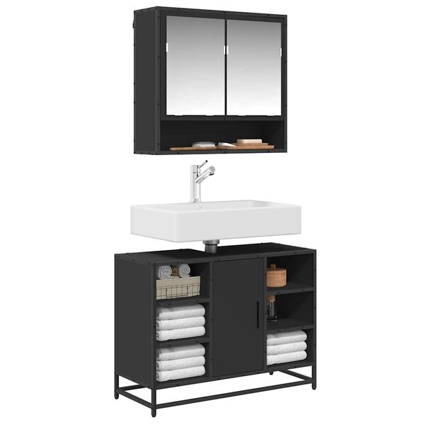 vidaXL Servantskap svart 80x33x60 cm konstruert tre